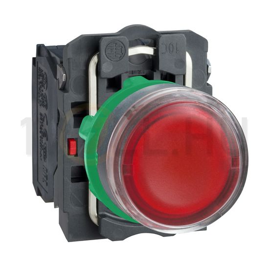 Nyomógomb komplett műa. d22 világító piros/zöld lapos visszaugró 1z 1ny Harmony XB5 Schneider - XB5AW34M5