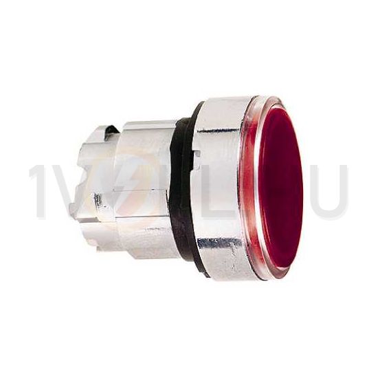 Nyomógombfej fém d22 világító lapos piros/fehér kerek visszaugró Harmony XB4 Schneider - ZB4BW343