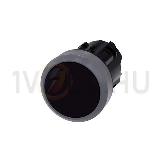 Nyomógombfej műanyag d22 lapos fekete visszaugró kerek SIRIUS ACT SIEMENS - 3SU1030-0AB10-0AA0