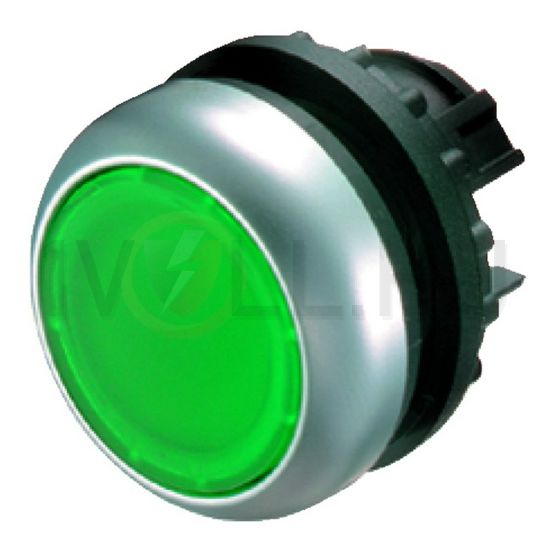 Nyomógombfej műanyag d22 világító lapos zöld kerek visszaugró M22-DL-G EATON - 216927