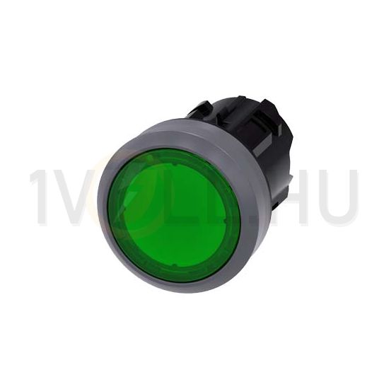 Nyomógombfej műanyag d22 világító lapos zöld visszaugró kerek SIRIUS ACT SIEMENS - 3SU1031-0AB40-0AA0
