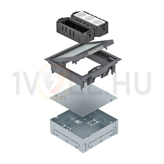 Padlódoboz komplett betonozható +3dugalj poliamid (PA) szürke UDHOME GES4 7011 OBO-BETTERMANN - 7427410