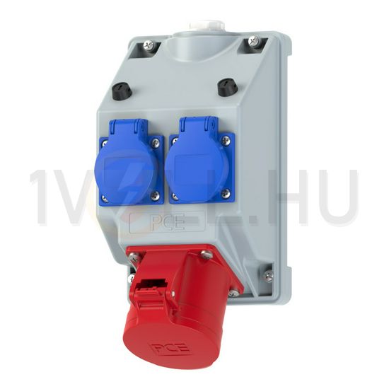 Dugaszoló elosztó 32A/400V 2x2P+E/230V 1x32A5P400V műanyag fali IP44 szürke COMBO-POL6 PCE - 16082552