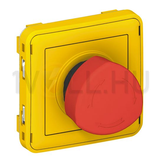 Plexo gomba nyomófej sárga előlap vészleállító piros reteszelt fordító nyugtázás LEGRAND - 069549