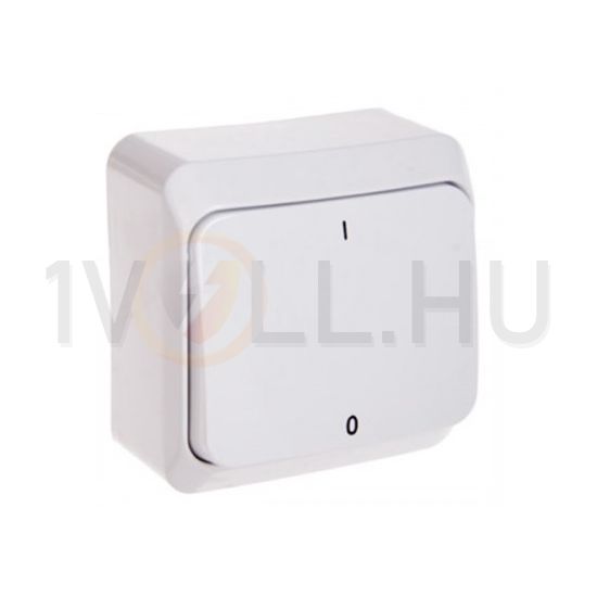 Prima 102 2P kapcsoló betét komplett házban fehér falonkívüli IP20 1- billentyű/gomb Schneider - WDE001020