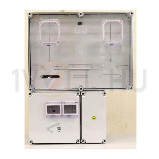 1/3F mérőszekrény 1xM63.80A+1xV32 szabadvezetékes 1-szintes 1 PVT 6075 Á-V Fm-SZ-U Csatári Plast - CSP24.E125