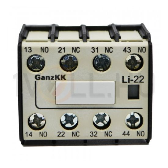 Segédérintkező blokk DIL-K15...18-hoz 2v 2z 2ny 6A/AC15/230V rádugható csavaros LI-22 Ganz KK - 202-4526-001