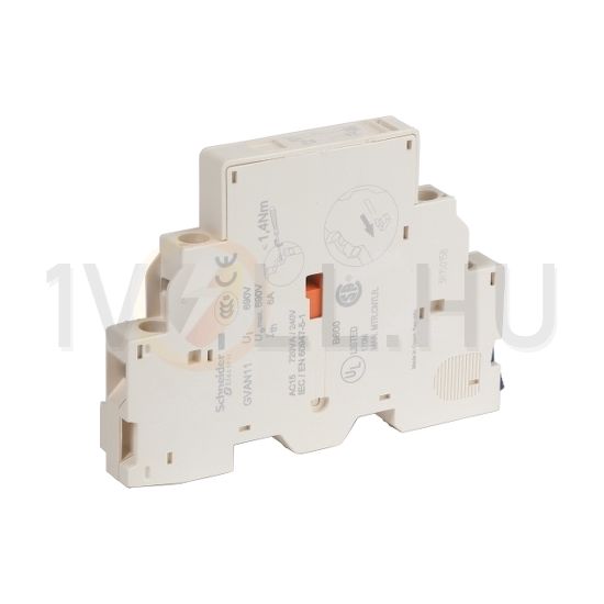 Segédérintkező blokk GV2ME-hez oldalra rádugható 1-z 1-ny 3.3A/AC15/230V TeSys GV-AN Schneider - GVAN11