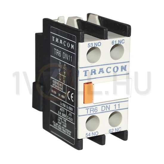 Segédérintkező blokk TR1D/F/E-hez rádugható 1ny 1z 2A/AC15/230V csavaros TRACON - TR6DN11