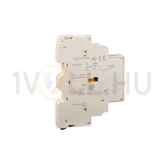 Segédérintkező blokk GV2ME-hez oldalra rádugható 2-z 3.3A/AC15/230V TeSys GV-AN Schneider - GVAN20