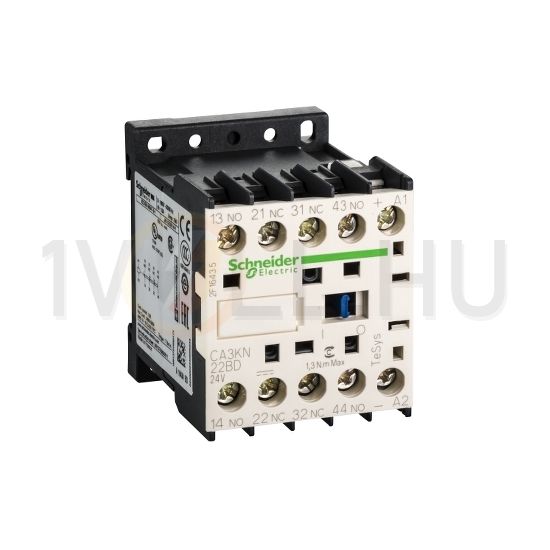 Segédkontaktor (s.kapcsoló) 10A/400V 2-z 2-ny 24VDC kalapsín/csavaros TeSys CA3-KN Schneider - CA3KN22BD