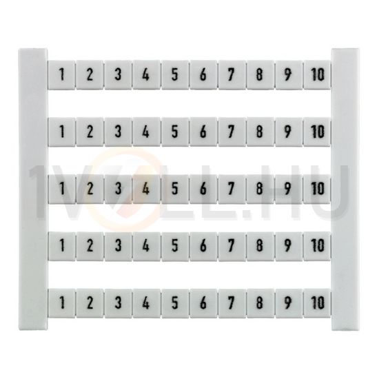 Sorkapocsjelölő lap 1-10 vízszintes fehér 5mm-modultáv DEK 5 FWZ 1-10 Weidmüller - 0523060001
