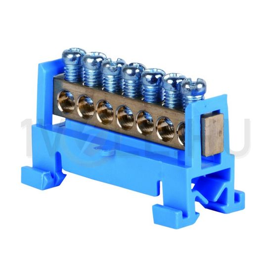 Sorkapocssín 63A kék 1P csavaros 12csatl./16mm2 kalapsínre N12 Pollmann - 2020202