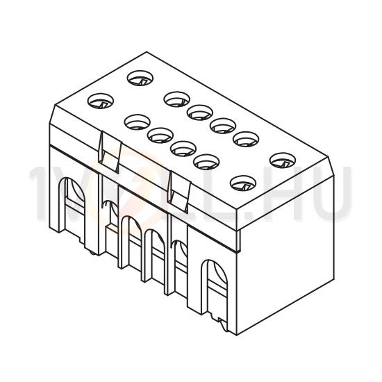 Sorkapocssín 63A kék érintésvédett 1P csavaros 8csatl./16mm2 4csatl./25mm2 N8+4 Pollmann - 2020239