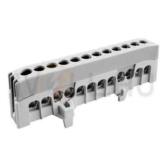 Sorkapocssín 63A szürke érintésvédett 1P csavaros 12csatl./16mm2 kalapsínre A12-F2 Pollmann - 2020271