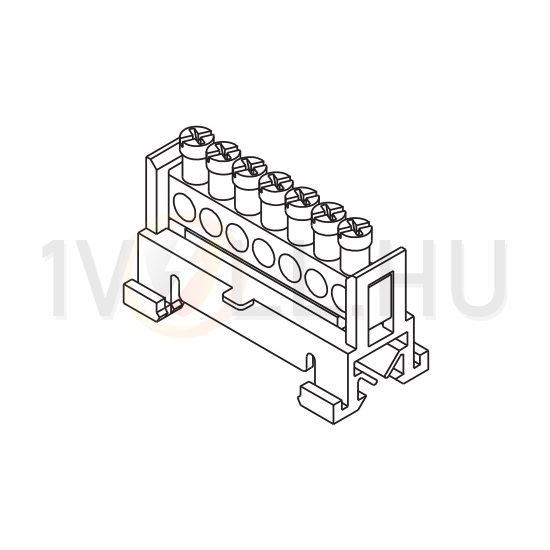 Sorkapocssín 63A zöld 1P csavaros 7csatl./16mm2 kalapsínre N/PE7 Pollmann - 2020206