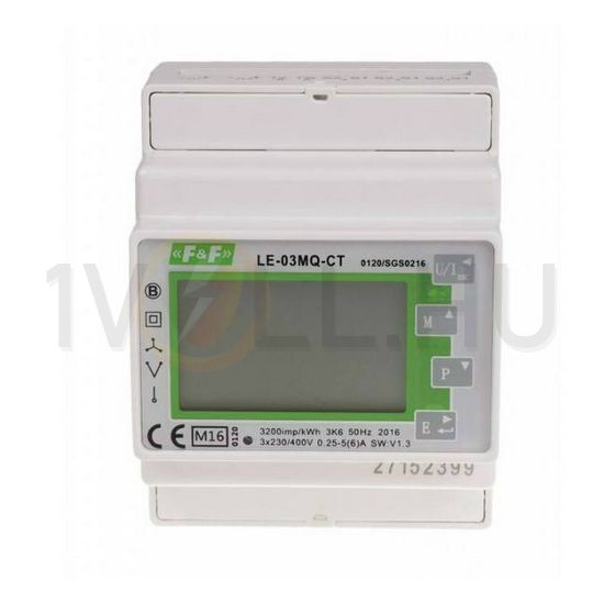 Sorolható fogyasztásmérő 1/3F impulzusadós LCD MID Modbus 6A áramváltós LE-03MQ-CT F&F Filipowski