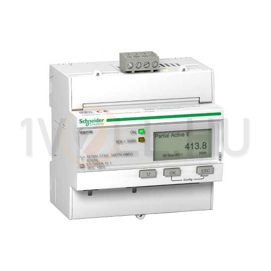 Sorolható fogyasztásmérő 3F LCD 63A direkt elektronikus 173-480V 480V/ 5M Acti9 iEM Schneider - A9MEM3150