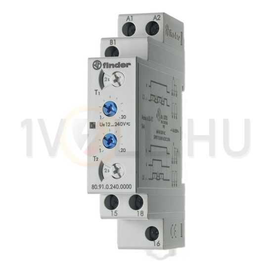 Sorolható időrelé 0,1s-1nap 1-v 12-240V50Hz 16A 12-240VDC 80.91.0.240.0000 FINDER - 809102400000