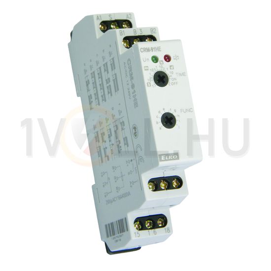 Sorolható időrelé 10-funkciós 0,1s-10nap külső potméterrel 12-240V 250V AC CRM-91HE/UNI Elko EP - 4205