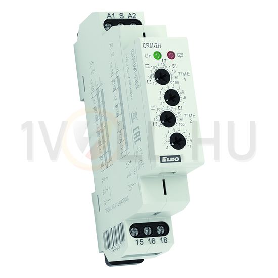 Sorolható időrelé 2-funkciós ütemadó 0,1s-100nap 230V AC-műk. 1-v 16A 250V AC CRM-2H/230V Elko EP - 2420