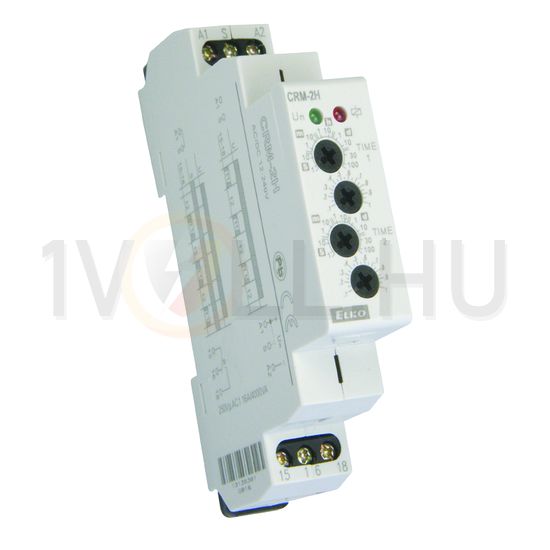 Sorolható időrelé 2-funkciós ütemadó 0,1s-10nap 12-240V AC/DC-műk. 1-v 16A CRM-2H/UNI Elko EP - 1300