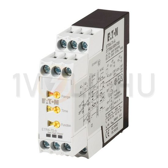 Sorolható időrelé 9-funkciós 0,05s-100h 2-v 24-240V50Hz 3A 24-240VDC ETR4-70-A EATON - 031888