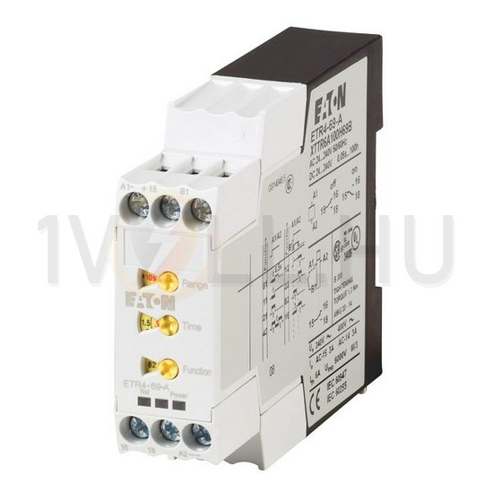 Sorolható időrelé 9-funkciós 0,05s-100h 24-240V50Hz 3A 24-240VDC ETR4-69-A EATON - 031891