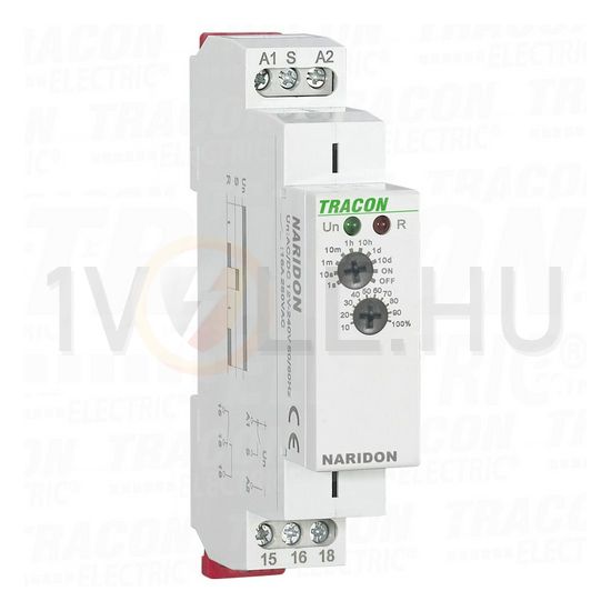 Sorolható időrelé meghúzáskésl. 0,1s-10nap 1-v 16A 12-240V AC/DC 1M TRACON - NARIDON