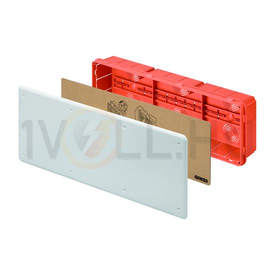 Süllyesztett kötő-/szerelvénydoboz DIN-sínnel téglalap 480mm x 160mm x műanyag piros 48PT GEWISS - GW48009
