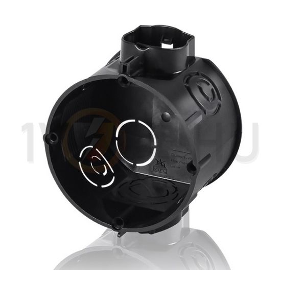 Süllyesztett szerelvénydoboz 1-es kerek 80mm 65mm-átmérő fekete műanyag E106M25 F-TRONIC - 7310129