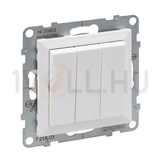 Suno 101/3 3x1P kapcsoló betét közp. fedéllel fehér süllyesztett csavaros IP20 LEGRAND - 721103