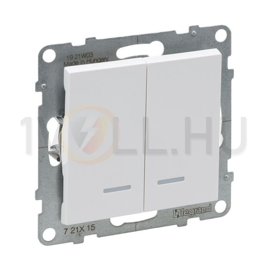 Suno 105 2x1P csillárkapcsoló +jelzőfény 101 1P kapcsoló betét közp. fedéllel fehér rugós LEGRAND - 721115