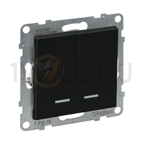 Suno 105 2x1P csillárkapcsoló +jelzőfény 101 1P kapcsoló betét közp. fedéllel fekete LEGRAND - 721415