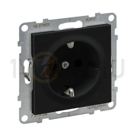 Suno 162 dugalj földelt gyerekzárral fekete IP20 süllyesztett csavaros LEGRAND - 721424