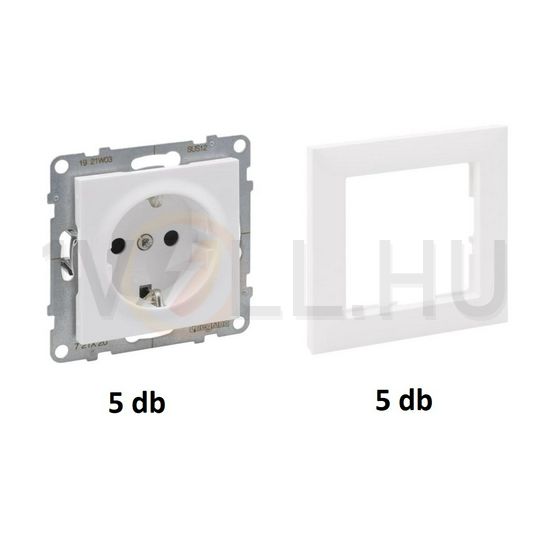 Suno 162 dugalj kerettel multipack 5db-os (5×721120 + 5×721501) földelt fehér LEGRAND - 722120