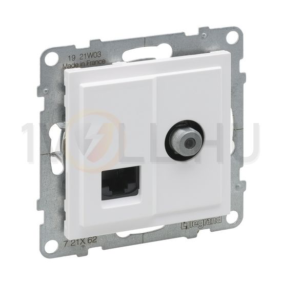 Suno TV (F) végzáró + adatcsatlakozó dugalj UTP RJ45 8(8) Cat6 fehér csavaros LEGRAND - 721162