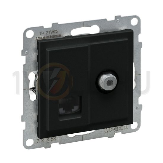 Suno TV (F) végzáró + adatcsatlakozó dugalj UTP RJ45 8(8) Cat6 fekete csavaros LEGRAND - 721462