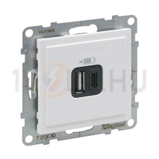 Suno USB töltőaljzat A+C 3000mA/ 5V süllyesztett fehér IP20 LEGRAND - 721130