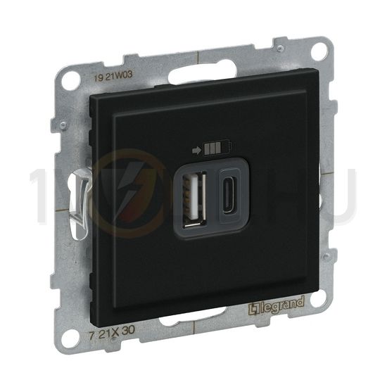 Suno USB töltőaljzat A+C 3000mA/ 5V süllyesztett fekete IP20 LEGRAND - 721430