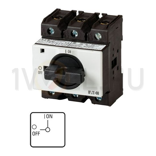 Szakaszoló be-ki kapcsoló 100A 3P 37kW/400VAC-3 sorolható fix fekete P3-100/IVS EATON - 081439