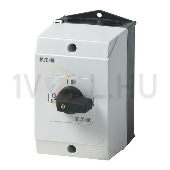 Szakaszoló be-ki kapcsoló 20A 690V 3P+N 5.5kW/400VAC-3 ráépíthető tokozott T0-2-8900/I1 EATON - 207109