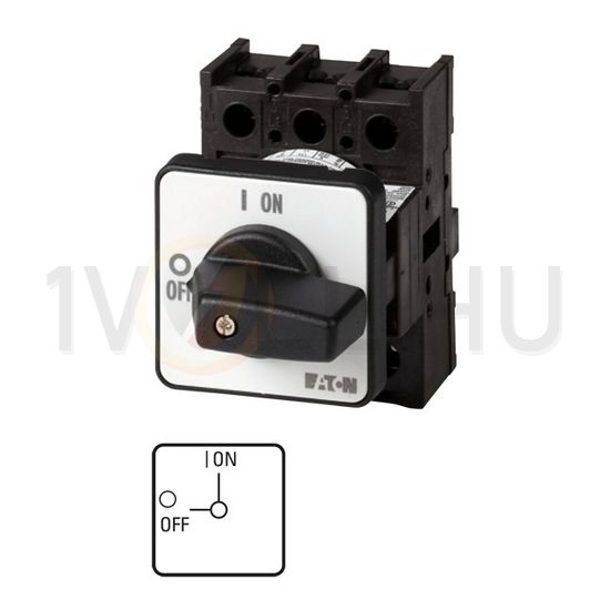 Szakaszoló be-ki kapcsoló 32A 3P 13kW/400VAC-3 beépíthető fix fekete működtetőkaros P1-32/E EATON - 079065