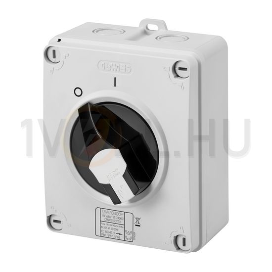 Szakaszoló be-ki kapcsoló 4P 25A tokozott IP66 70RTHP GEWISS - GW70418P