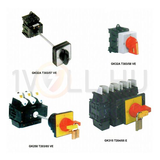 GK250 T203/05 E vészleállító kapcsoló nyitott mellső felerősítés 3P 250A - 651-2503-301