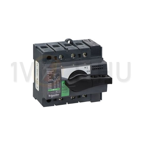 Szakaszoló főkapcsoló 63A 500V 3P ráépíthető beépíthető előlapi központos fix INS6363 Schneider - 28902