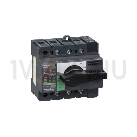 Szakaszoló főkapcsoló 80A 500V 3P ráépíthető beépíthető előlapi központos fix INS8080 Schneider - 28904