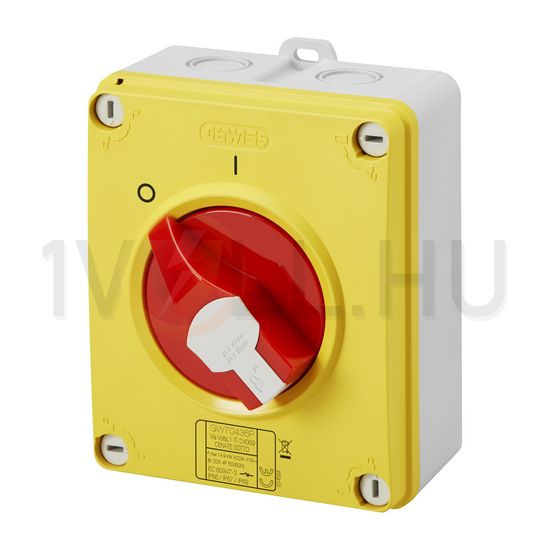 Szakaszoló vész- be-ki kapcsoló 4P 25A tokozott IP66 70RTHP GEWISS - GW70488P