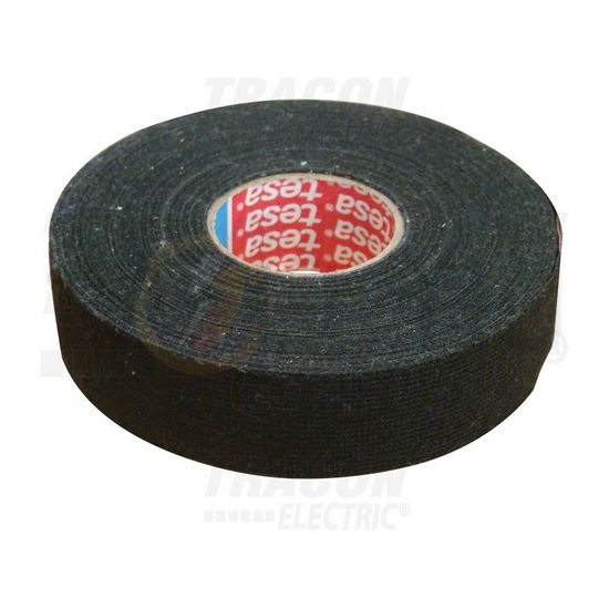 Szigetelőszalag vászonbetétes fekete 25mm x 25m szövet 105°C max. TRACON - TVSZ25