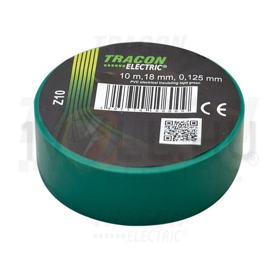 Szigetelőszalag zöld 18mm x 10m PVC 90°C max. TRACON - Z10